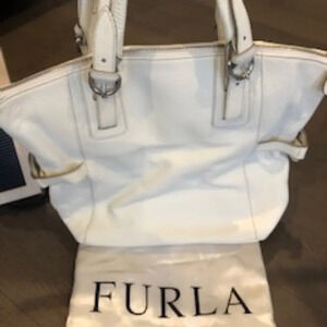 Furla Genuine Leather Handbag w Silver Metal Hardware White Size OS NWOT